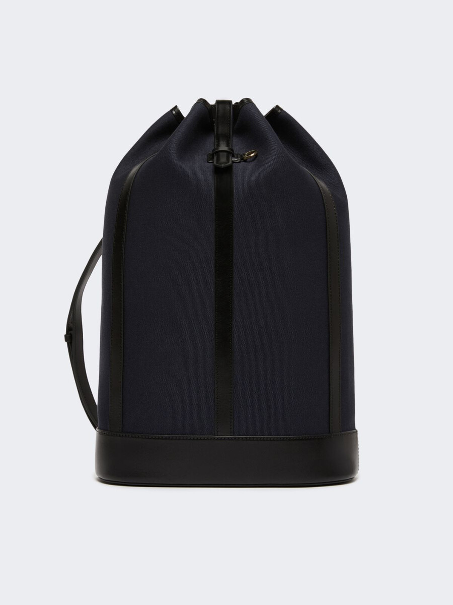 mochila de lona y piel - ultramarino