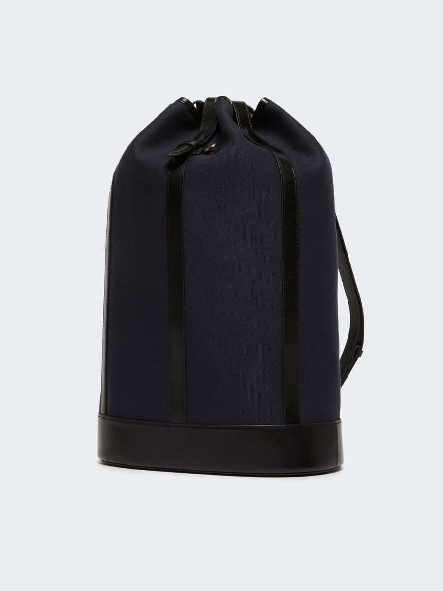 mochila de lona y piel - ultramarino