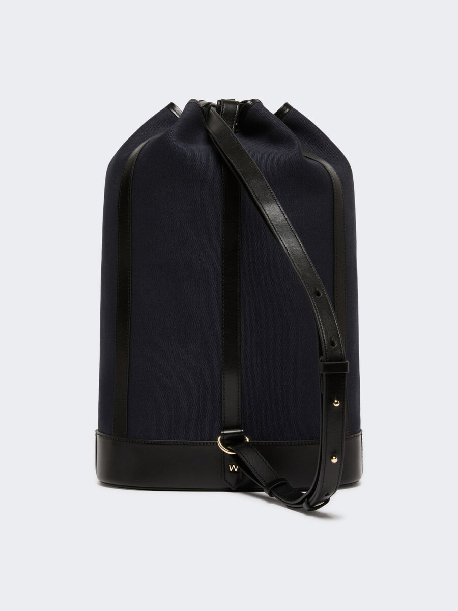mochila de lona y piel - ultramarino