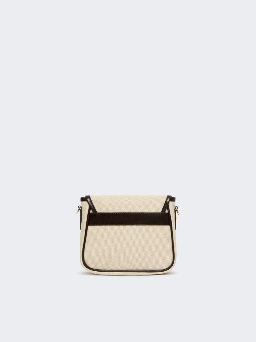 bolso bandolera pequeño de lona y piel - beige