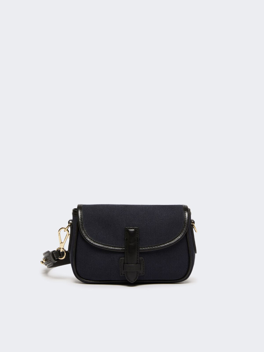 bolso bandolera micro de lona y piel - ultramarino