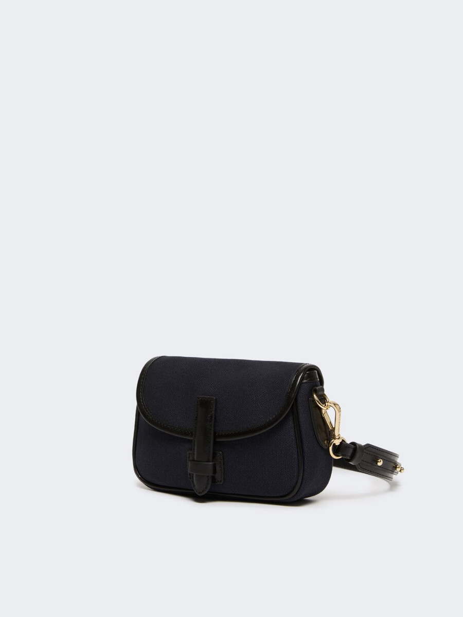 bolso bandolera micro de lona y piel - ultramarino
