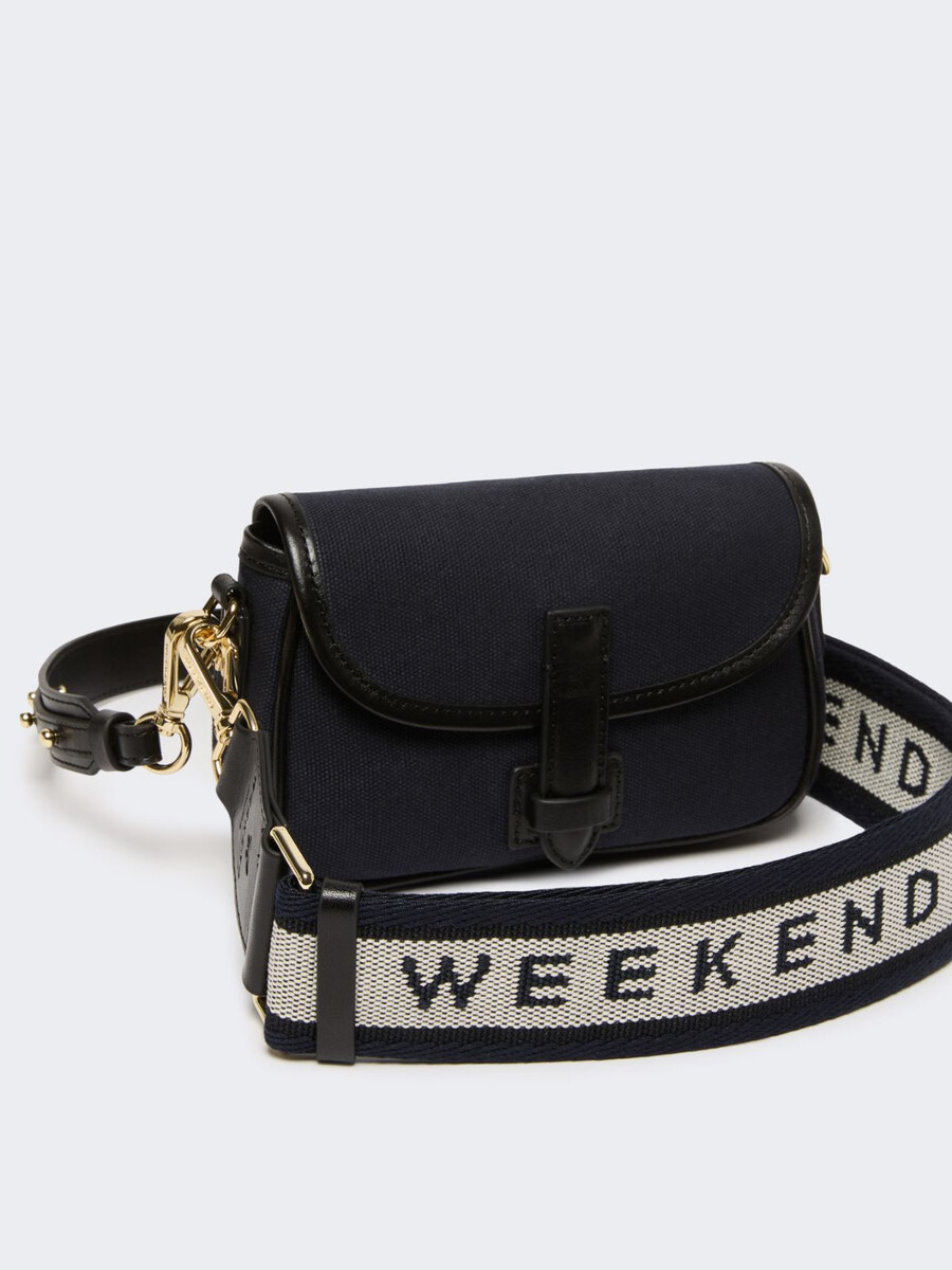 bolso bandolera micro de lona y piel - ultramarino