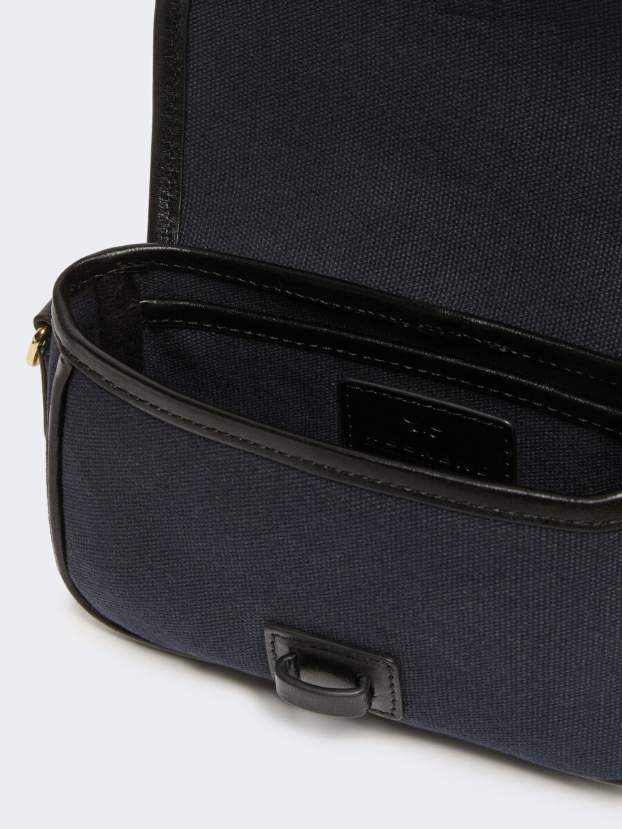 bolso bandolera micro de lona y piel - ultramarino