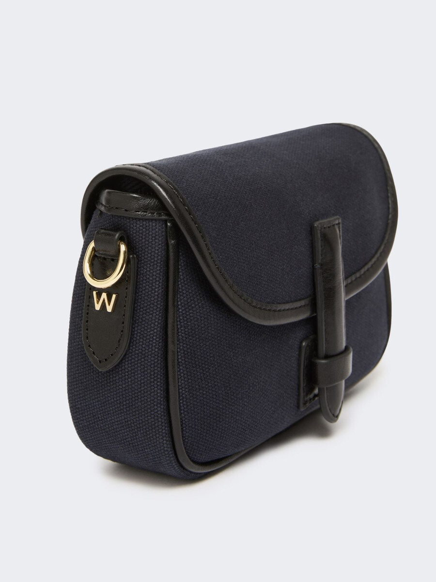 bolso bandolera micro de lona y piel - ultramarino