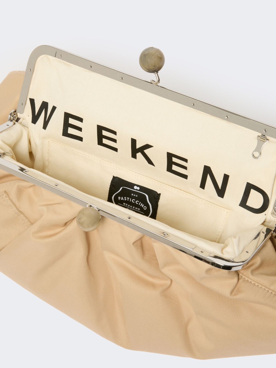 bolso pasticcino extragrande de gabardina técnica acolchada - beige