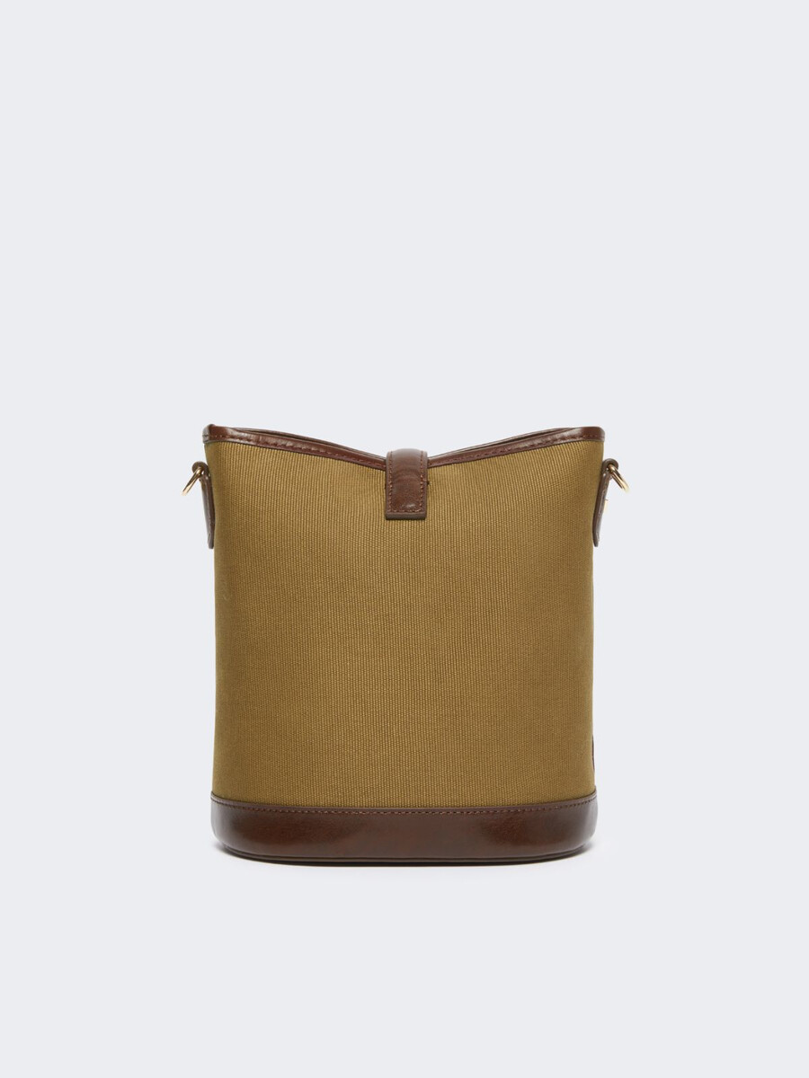 bolso pequeño tipo cubo de lona - bronce