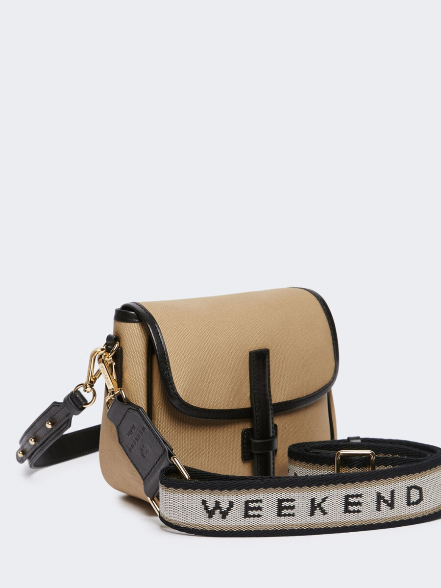 bolso bandolera pequeño de lona - beige
