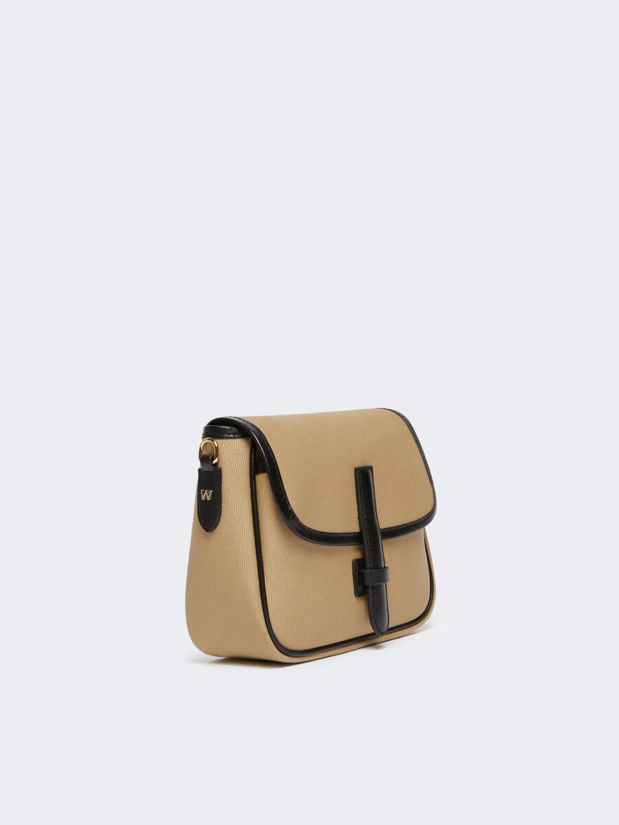bolso bandolera pequeño de lona - beige