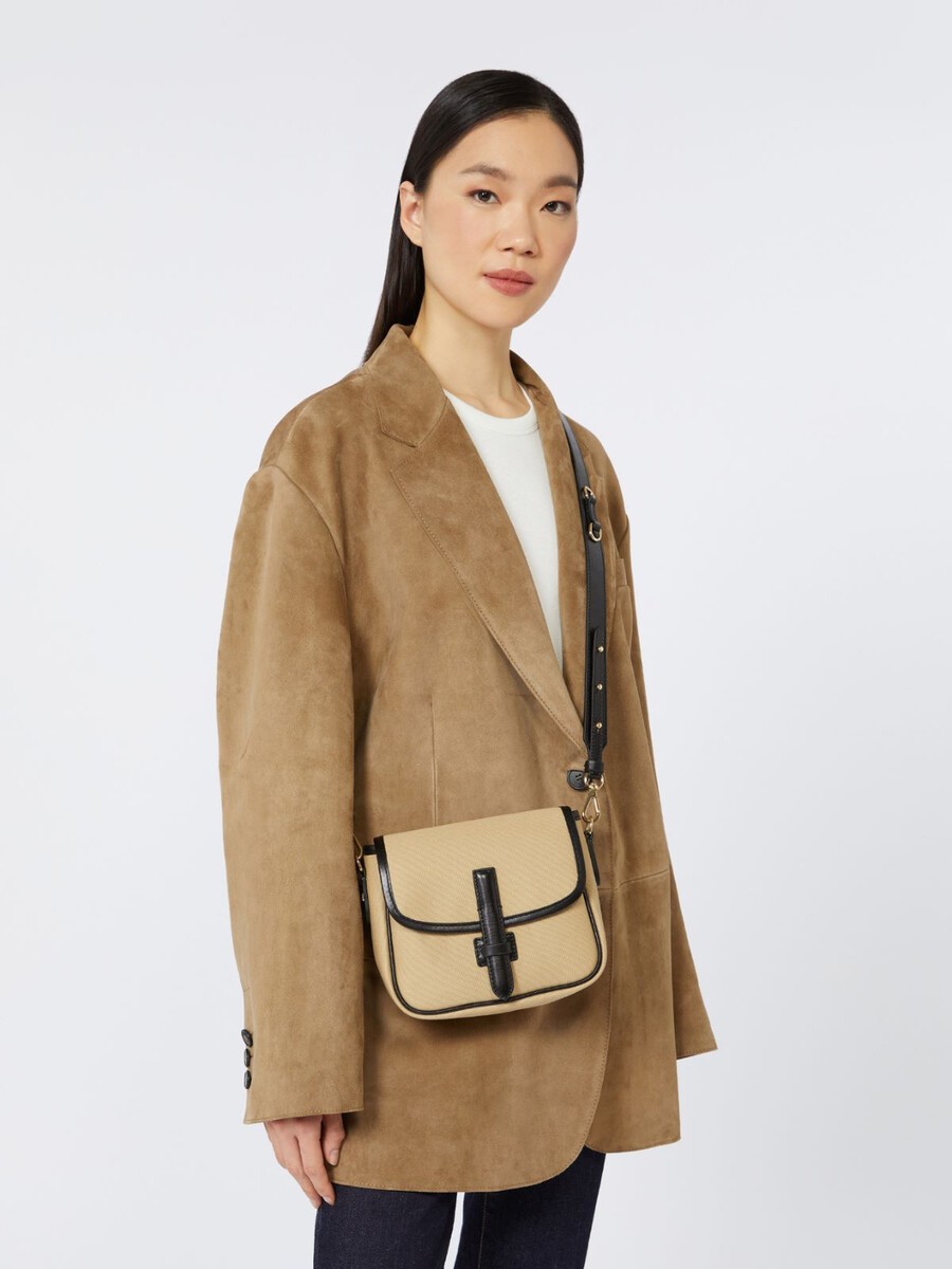 bolso bandolera pequeño de lona - beige