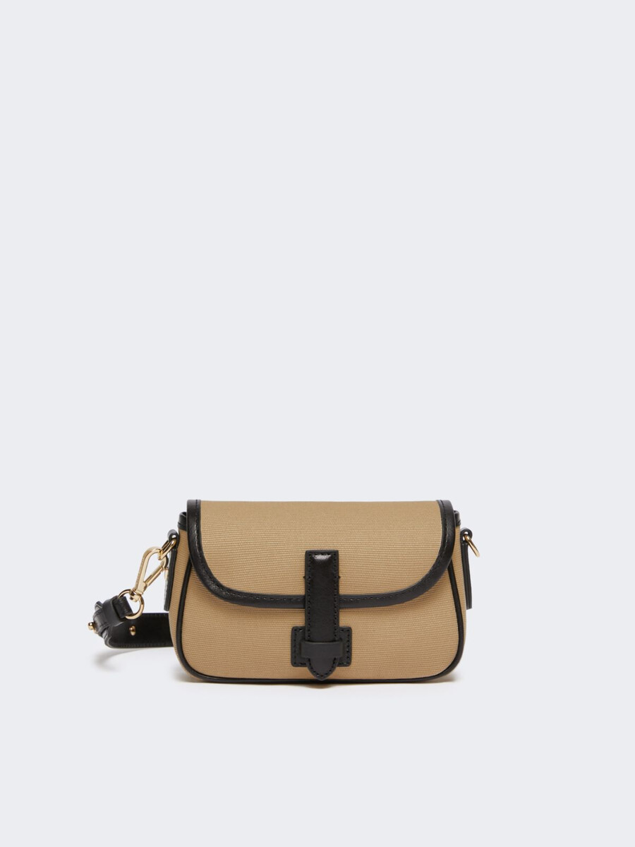 bolso bandolera de algodón y piel - beige