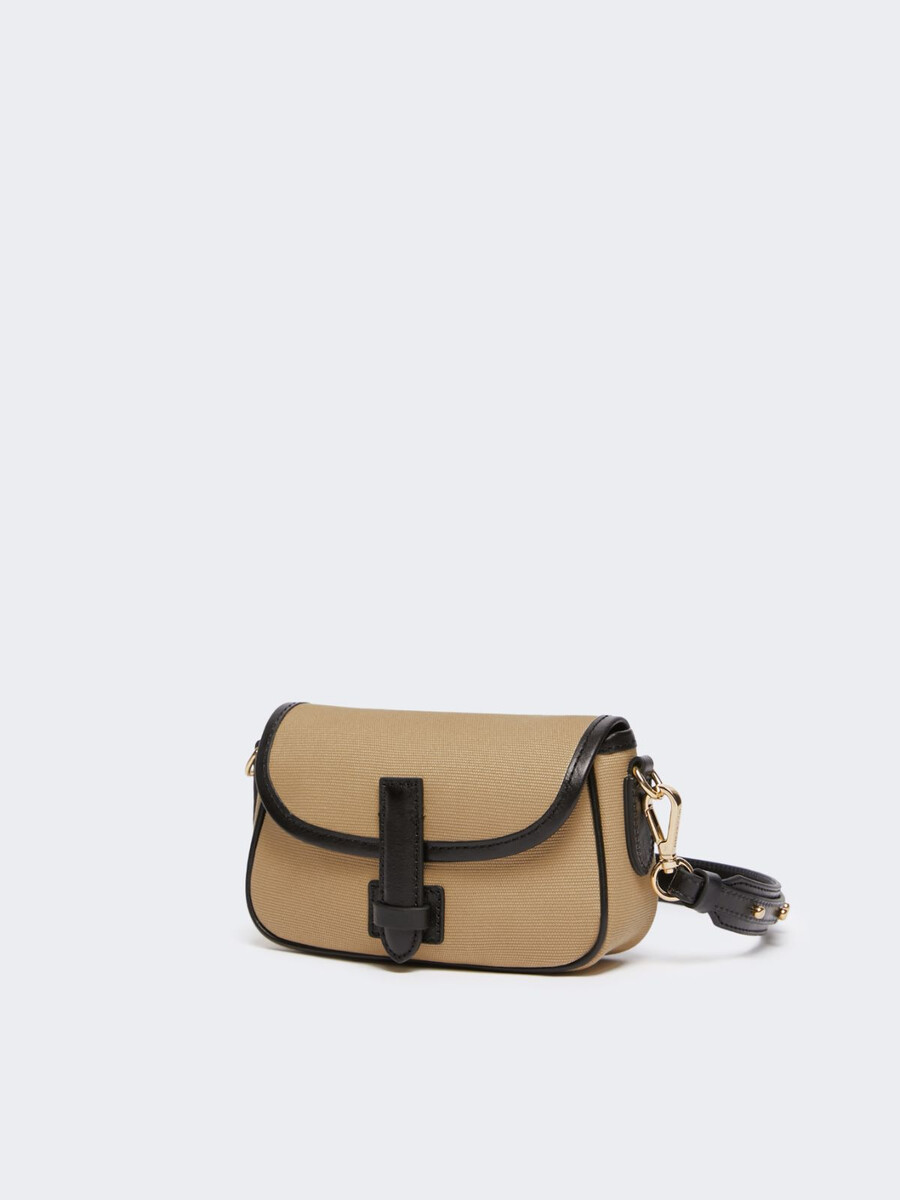 bolso bandolera de algodón y piel - beige