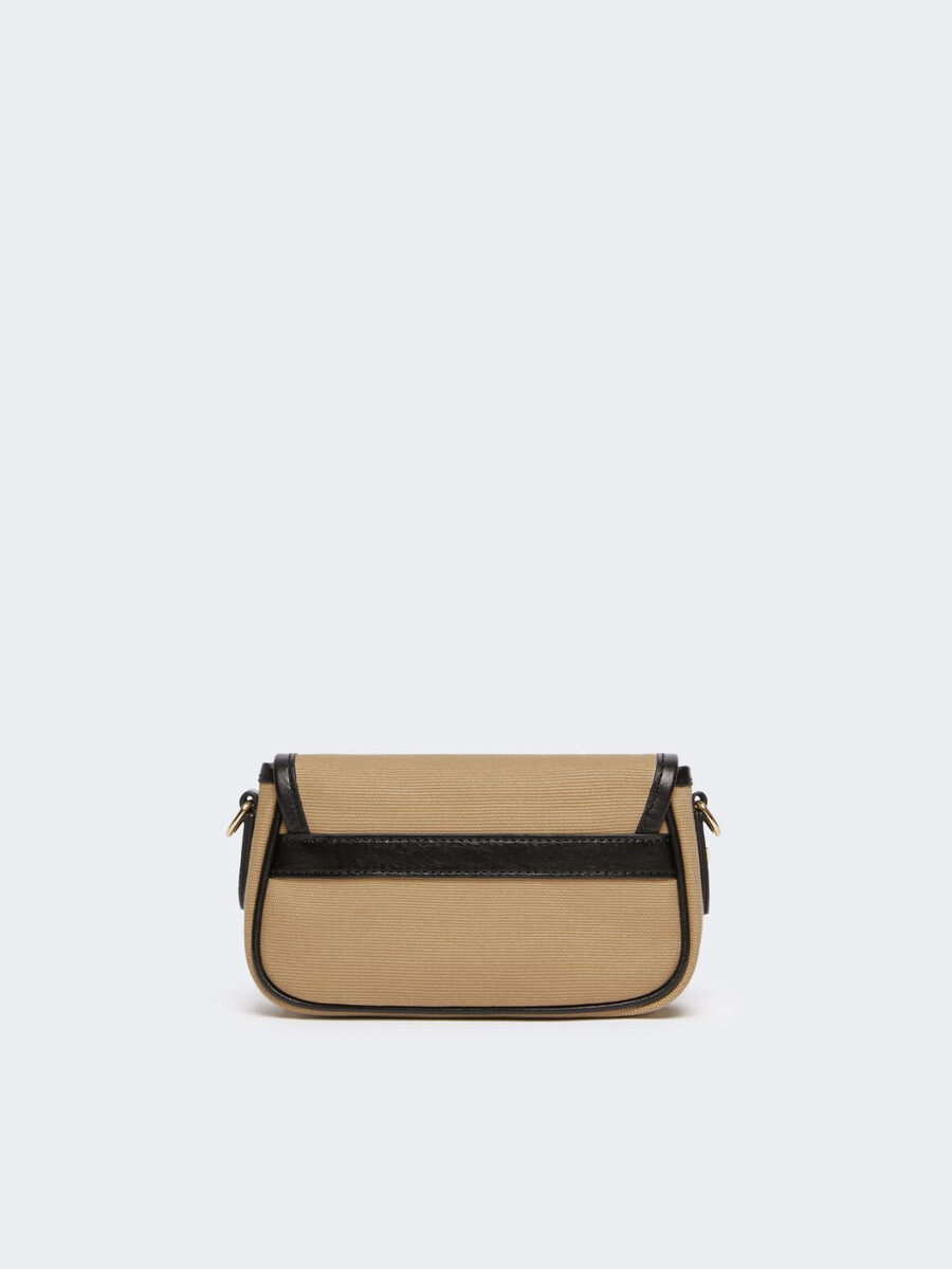 bolso bandolera de algodón y piel - beige