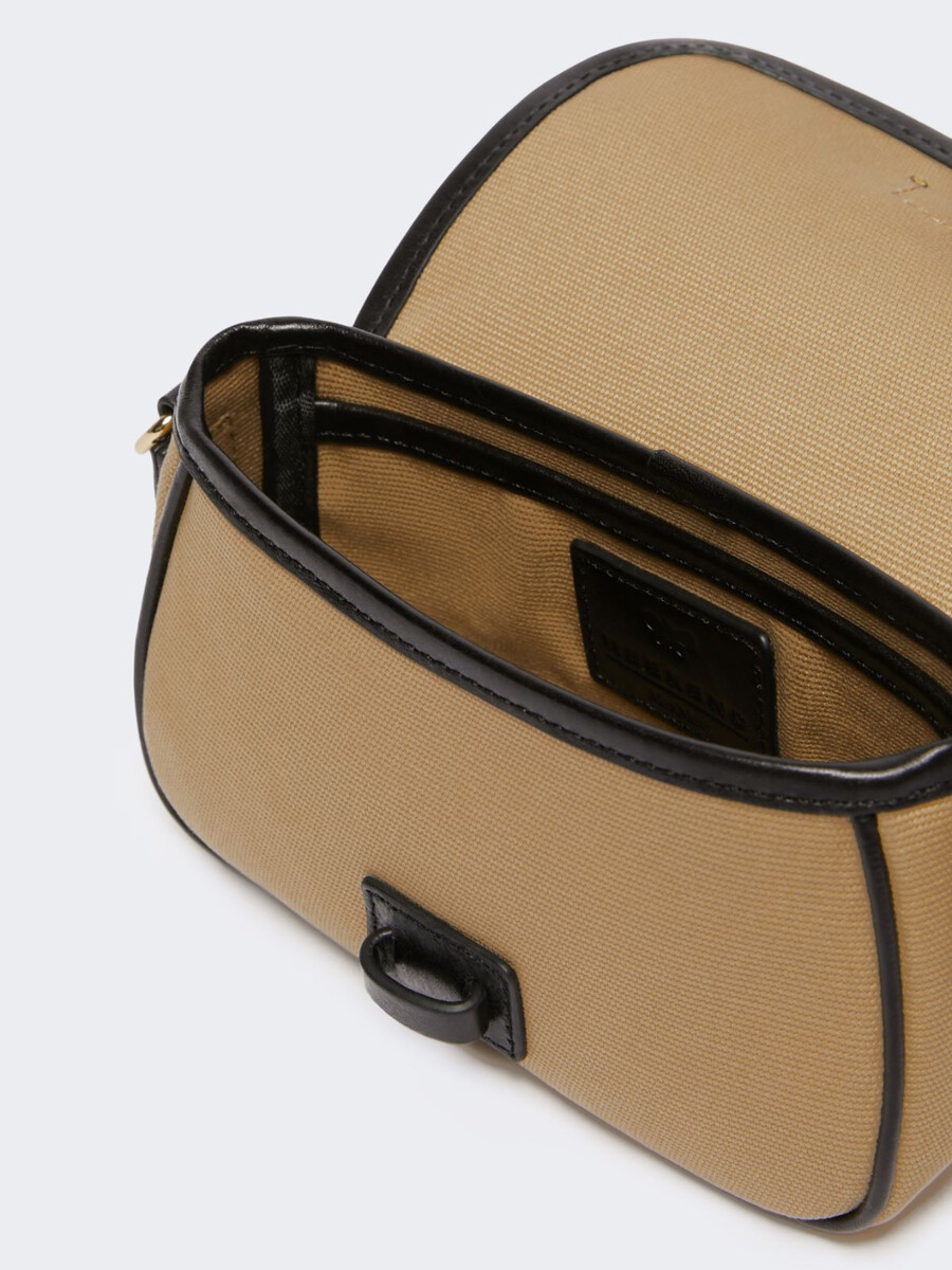 bolso bandolera de algodón y piel - beige