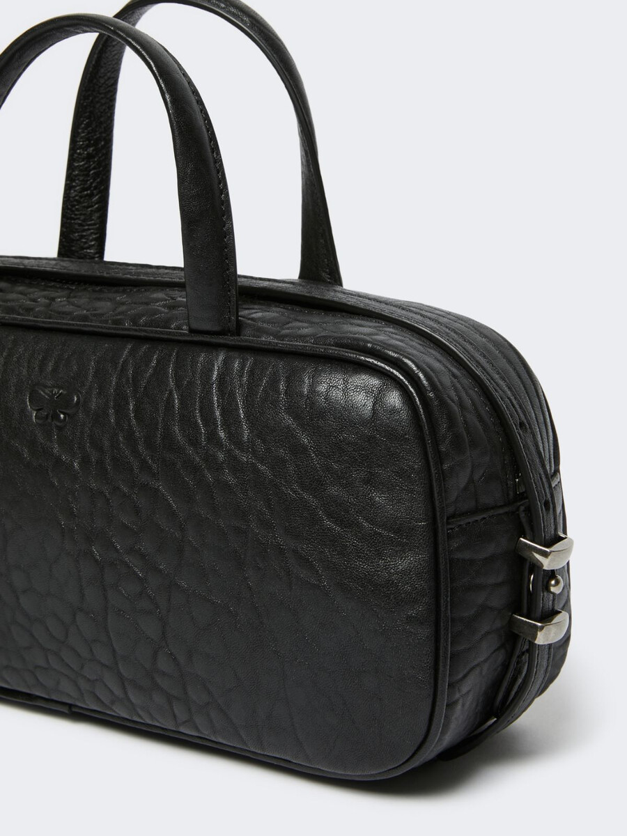 bolso boston de piel napa - negro