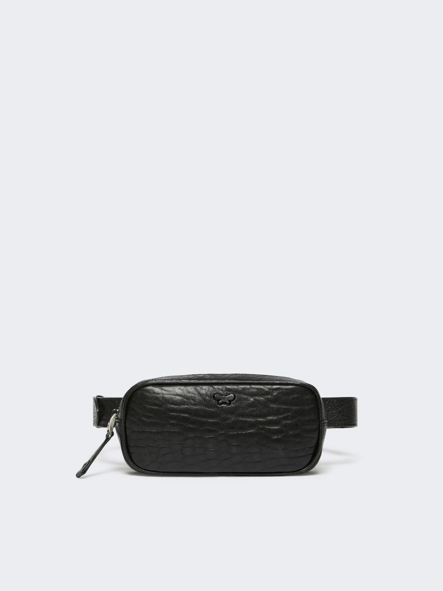 riñonera de piel napa - negro