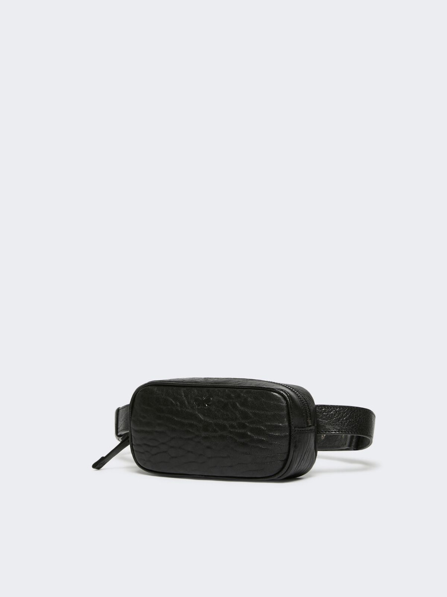 riñonera de piel napa - negro