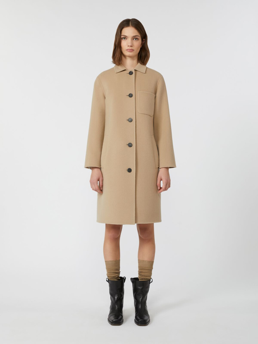abrigo de lana de botonadura sencilla - beige
