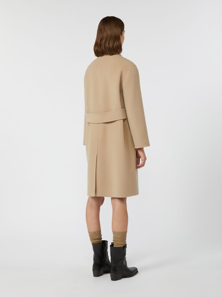 abrigo de lana de botonadura sencilla - beige