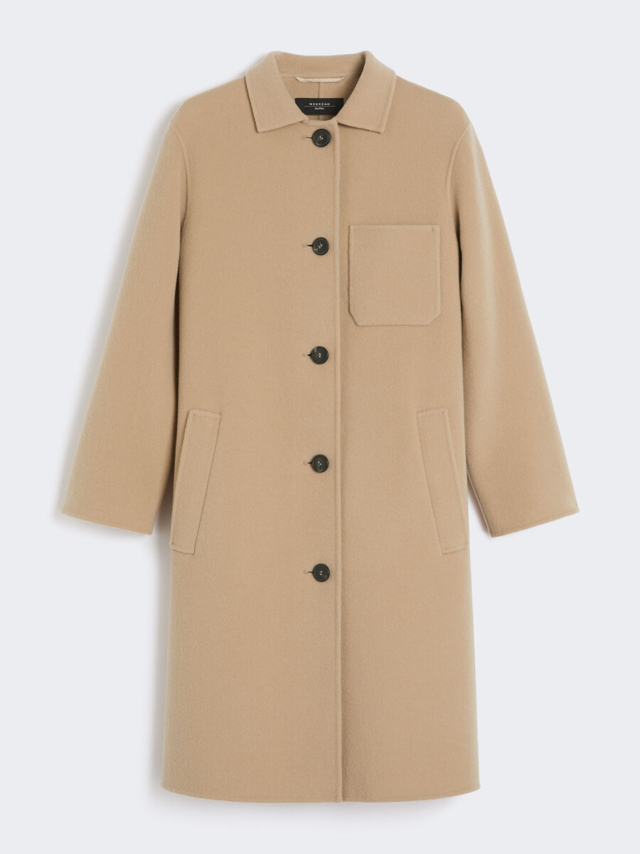 abrigo de lana de botonadura sencilla - beige