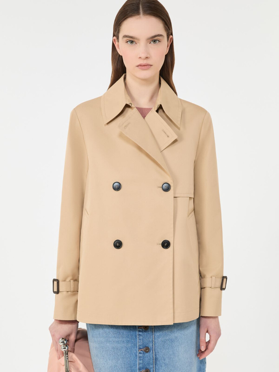 gabardina corta impermeable - beige