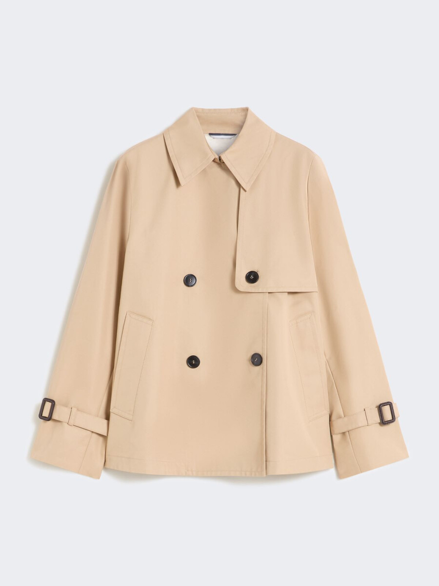 gabardina corta impermeable - beige