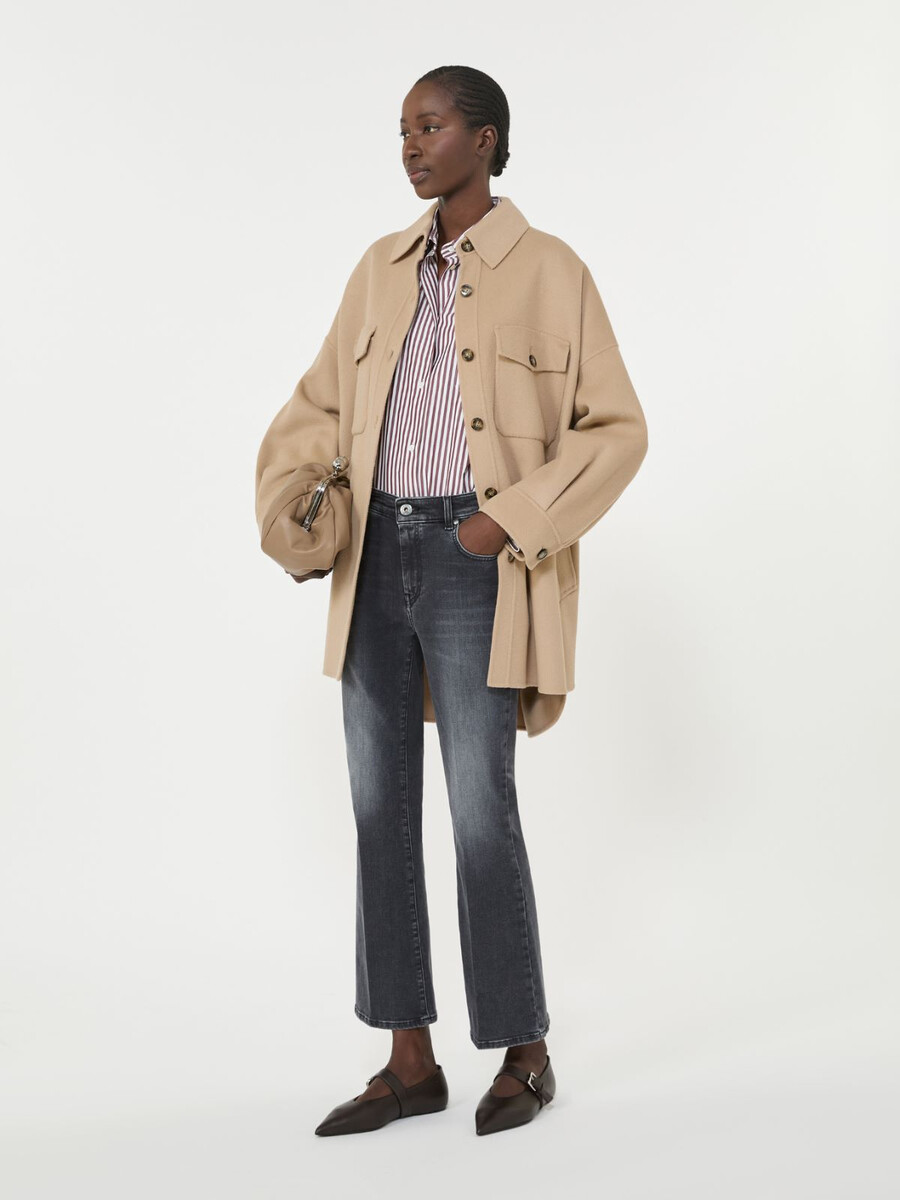 abrigo oversize de mezcla de lana - camel