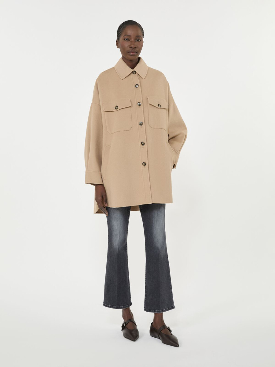 abrigo oversize de mezcla de lana - camel