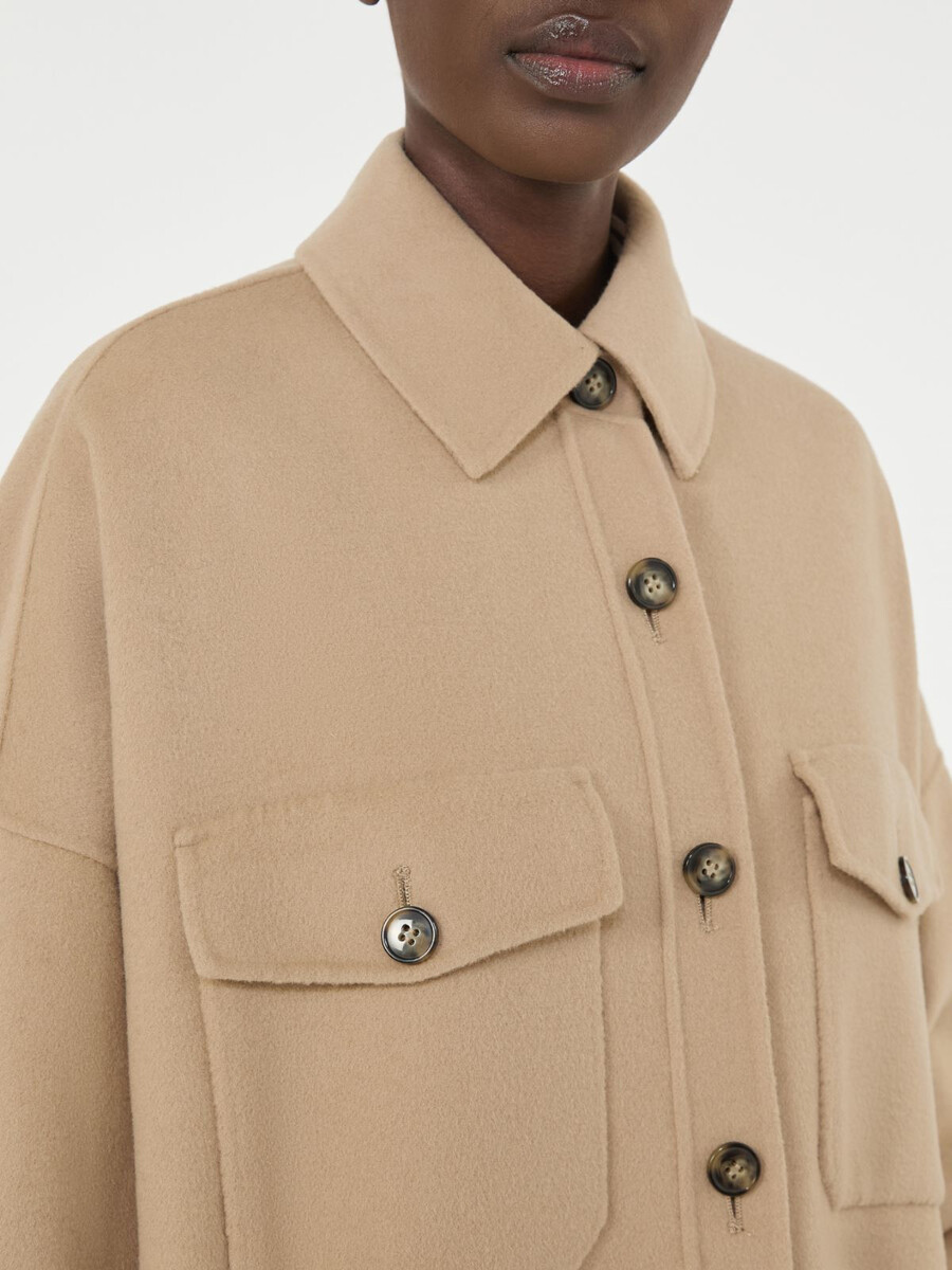 abrigo oversize de mezcla de lana - camel