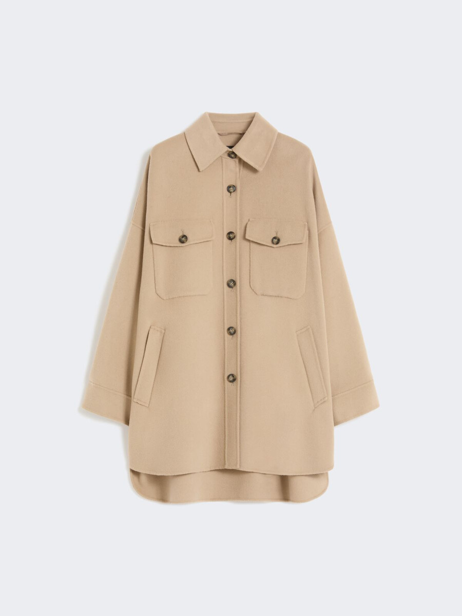 abrigo oversize de mezcla de lana - camel
