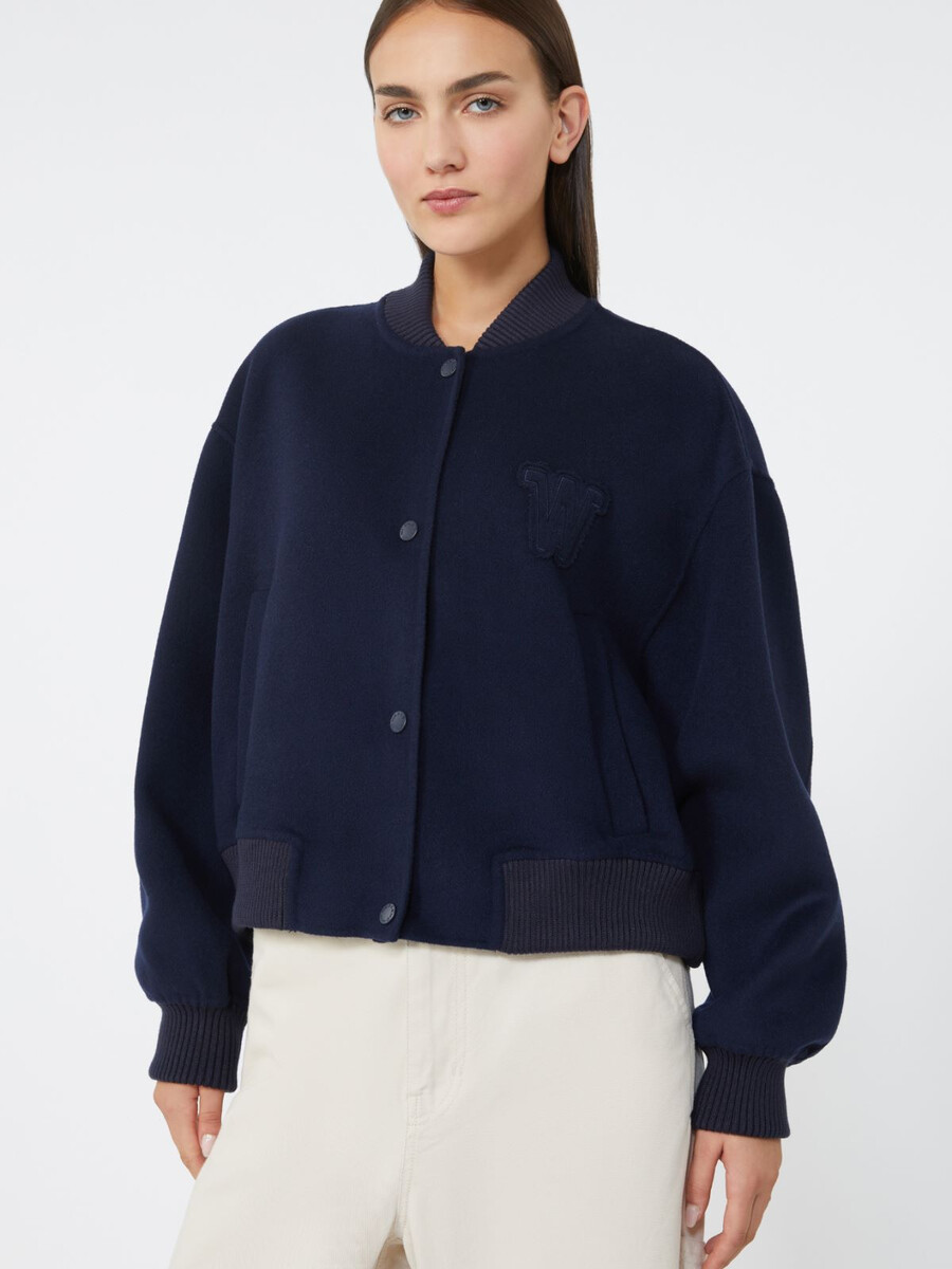 chaqueta bomber de mezcla de lana - azul marino