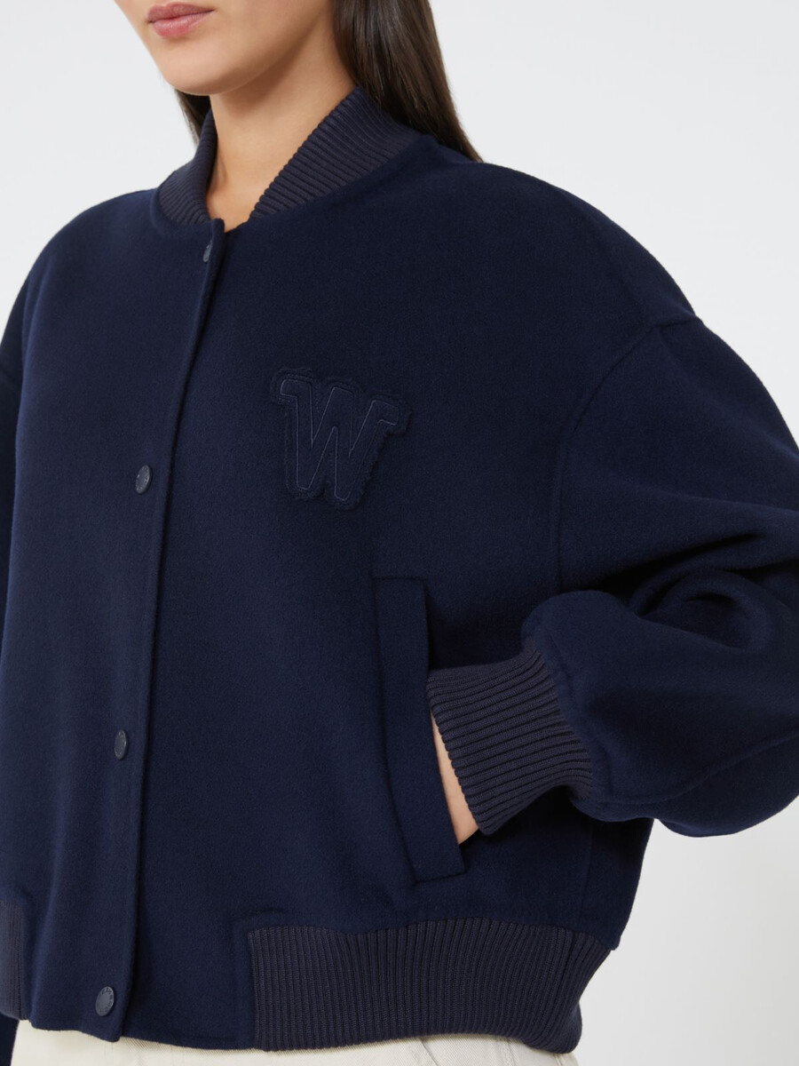 chaqueta bomber de mezcla de lana - azul marino