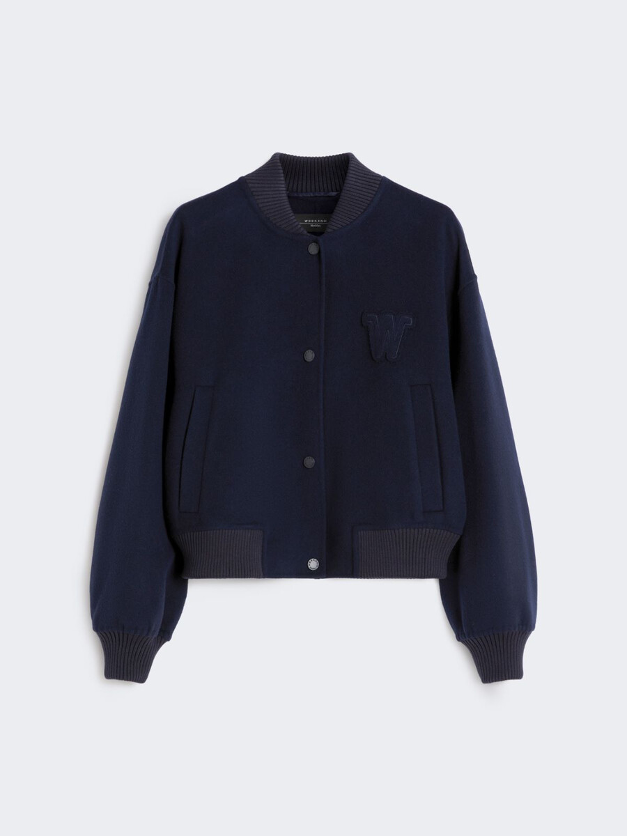 chaqueta bomber de mezcla de lana - azul marino