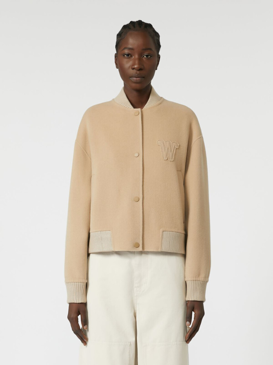 chaqueta bomber de mezcla de lana - camel