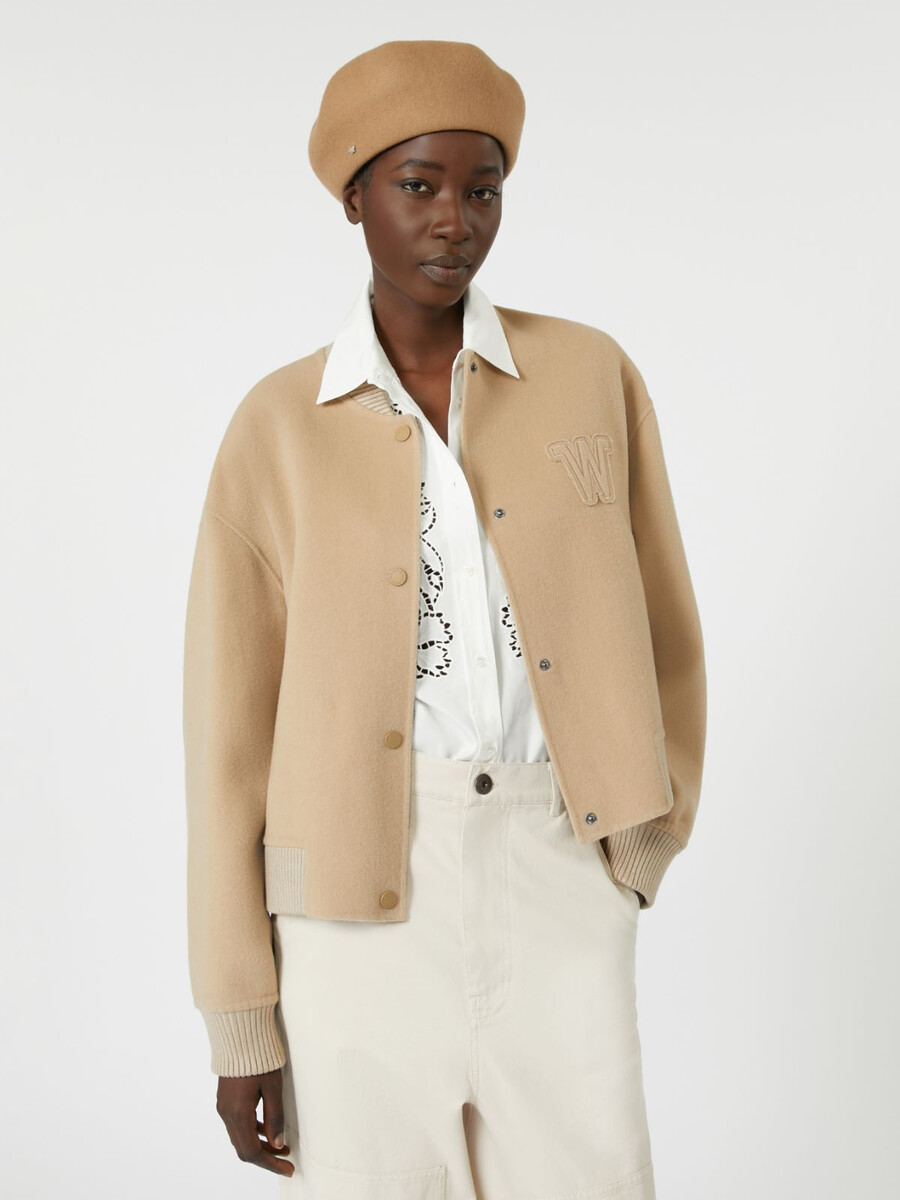 chaqueta bomber de mezcla de lana - camel