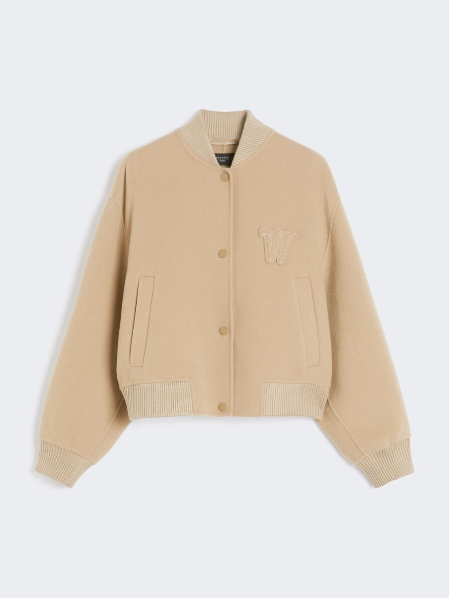 chaqueta bomber de mezcla de lana - camel