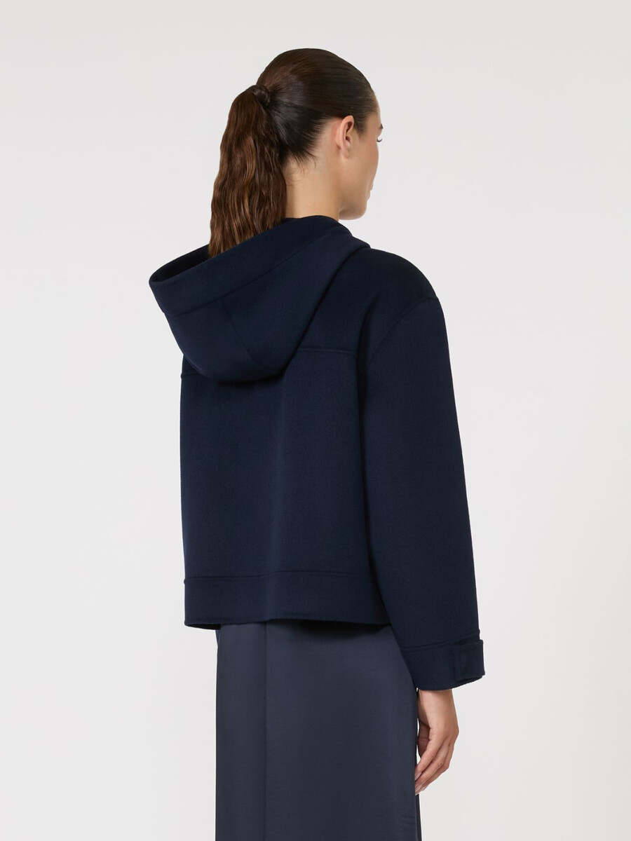 chaqueta de lana con capucha - azul marino