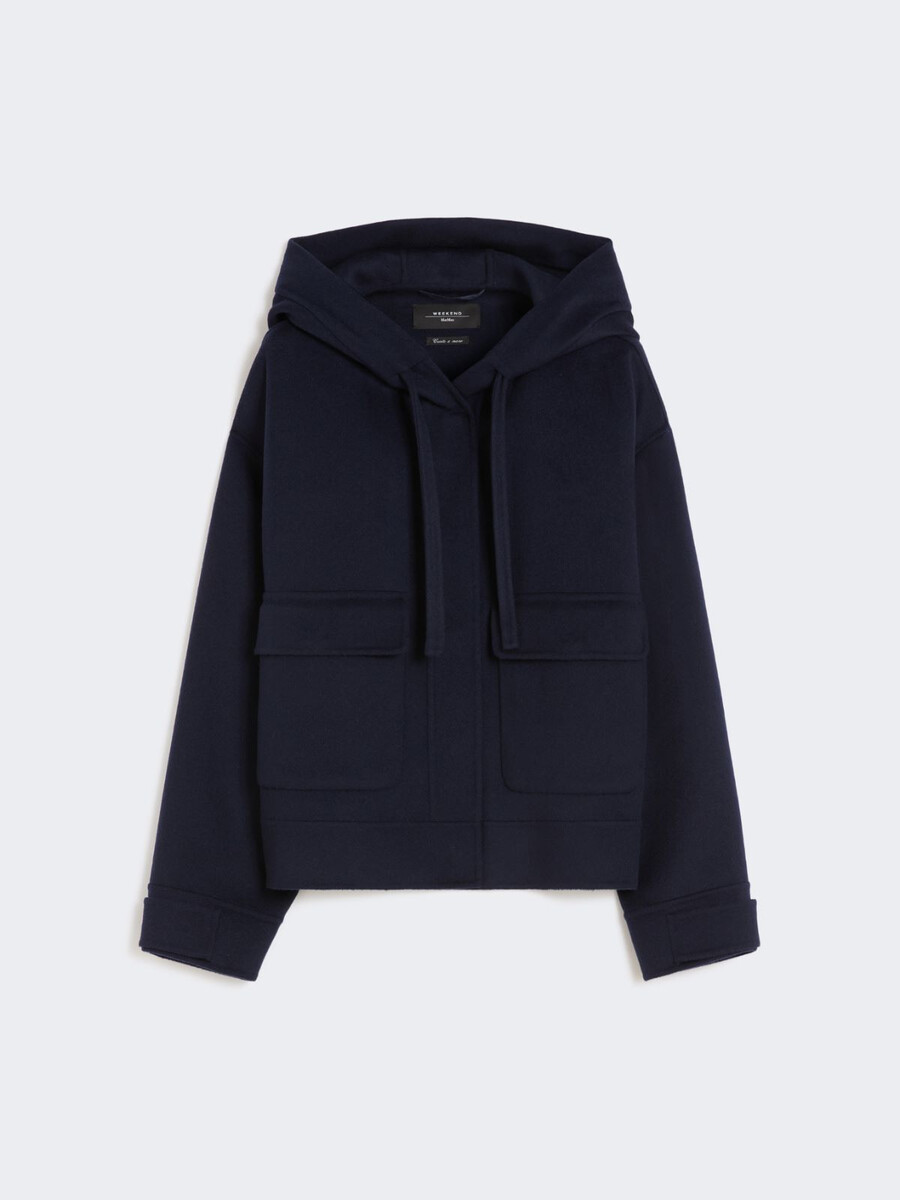chaqueta de lana con capucha - azul marino