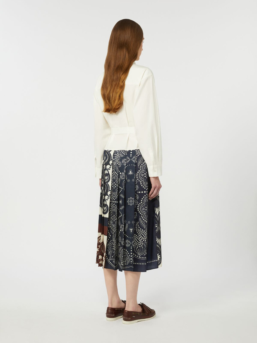 vestido camisero de algodón y sarga estampado - blanco