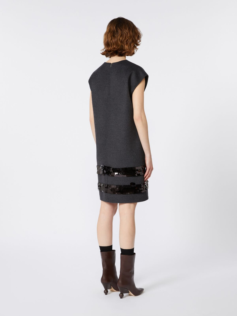 vestido corto de lana y lentejuelas - gris oscuro
