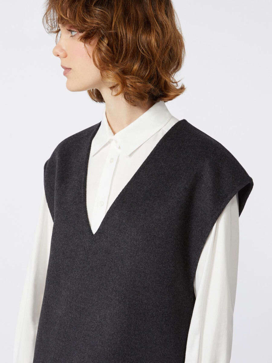 vestido corto de lana y lentejuelas - gris oscuro