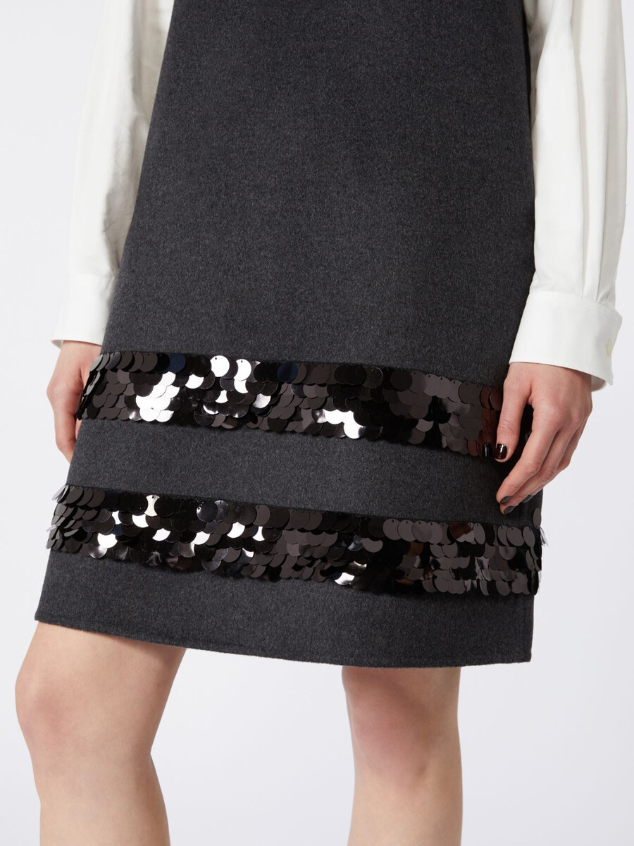 vestido corto de lana y lentejuelas - gris oscuro