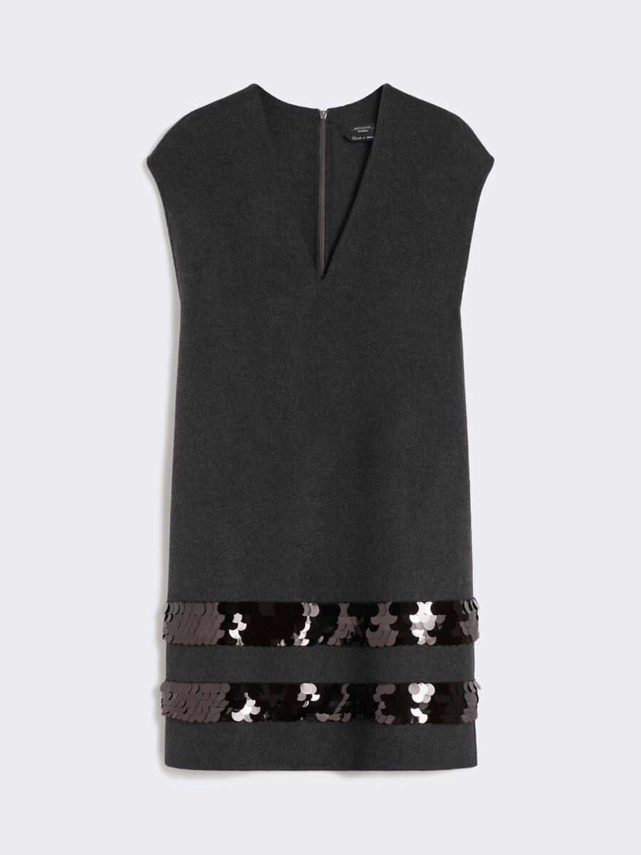 vestido corto de lana y lentejuelas - gris oscuro
