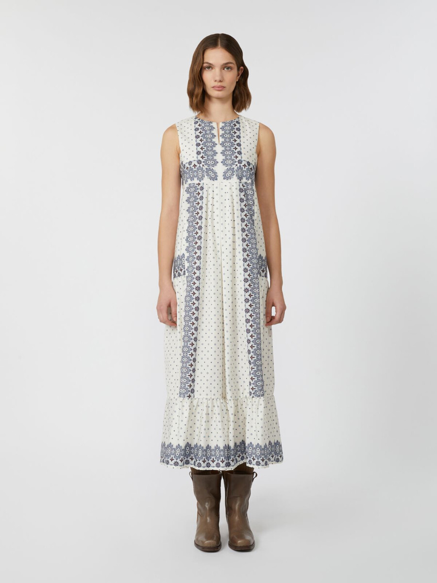 vestido de popelina estampado - marfil
