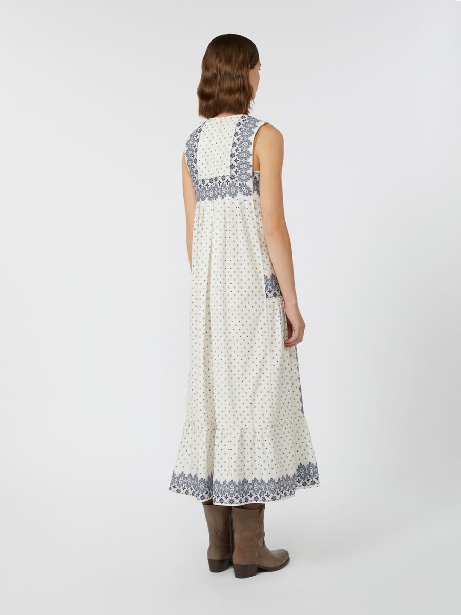 vestido de popelina estampado - marfil