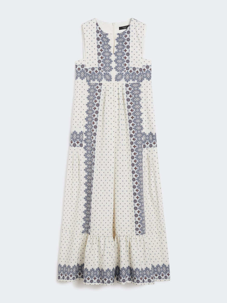 vestido de popelina estampado - marfil