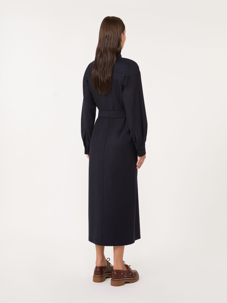 vestido de franela de lana - azul marino