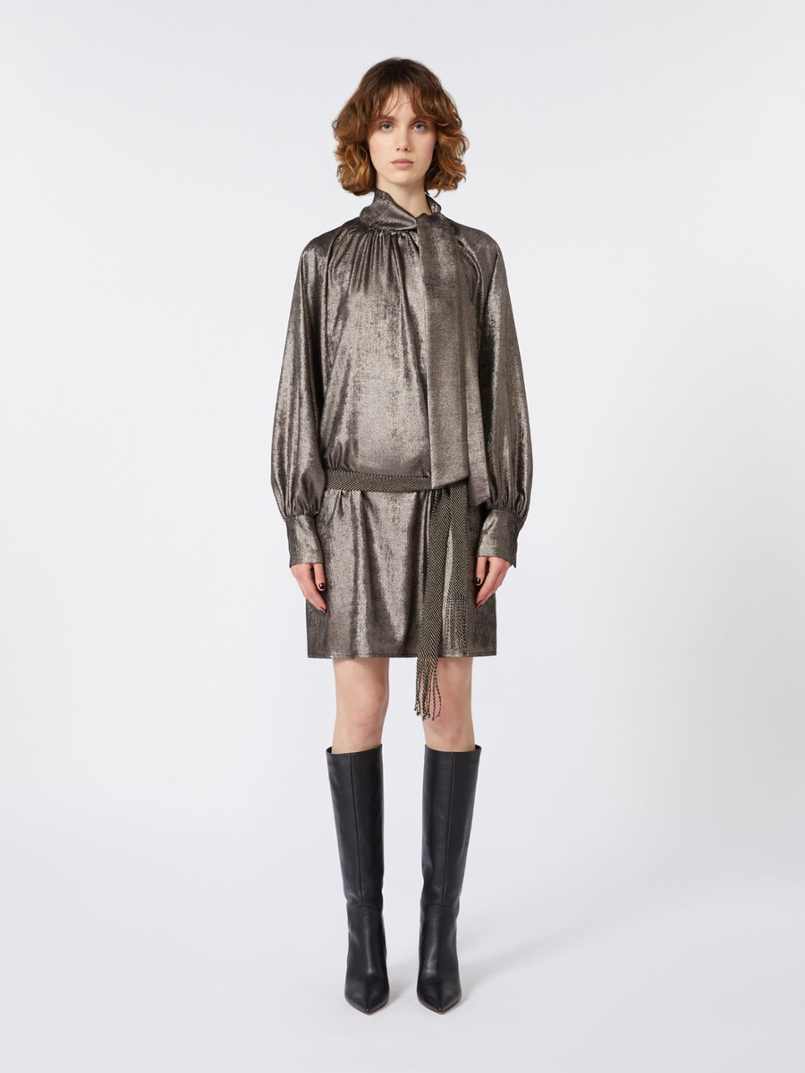 vestido de gasa metalizada - platino
