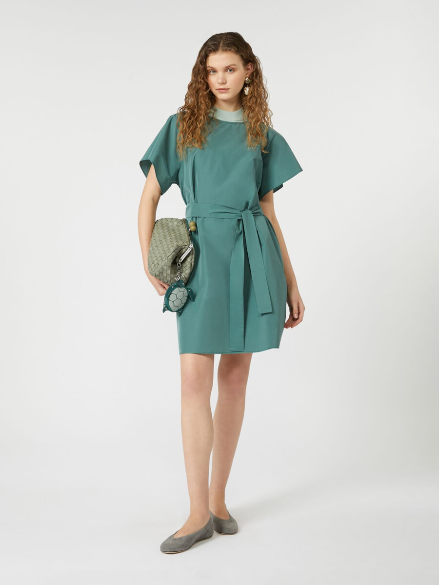 vestido corto de tafetán - verde