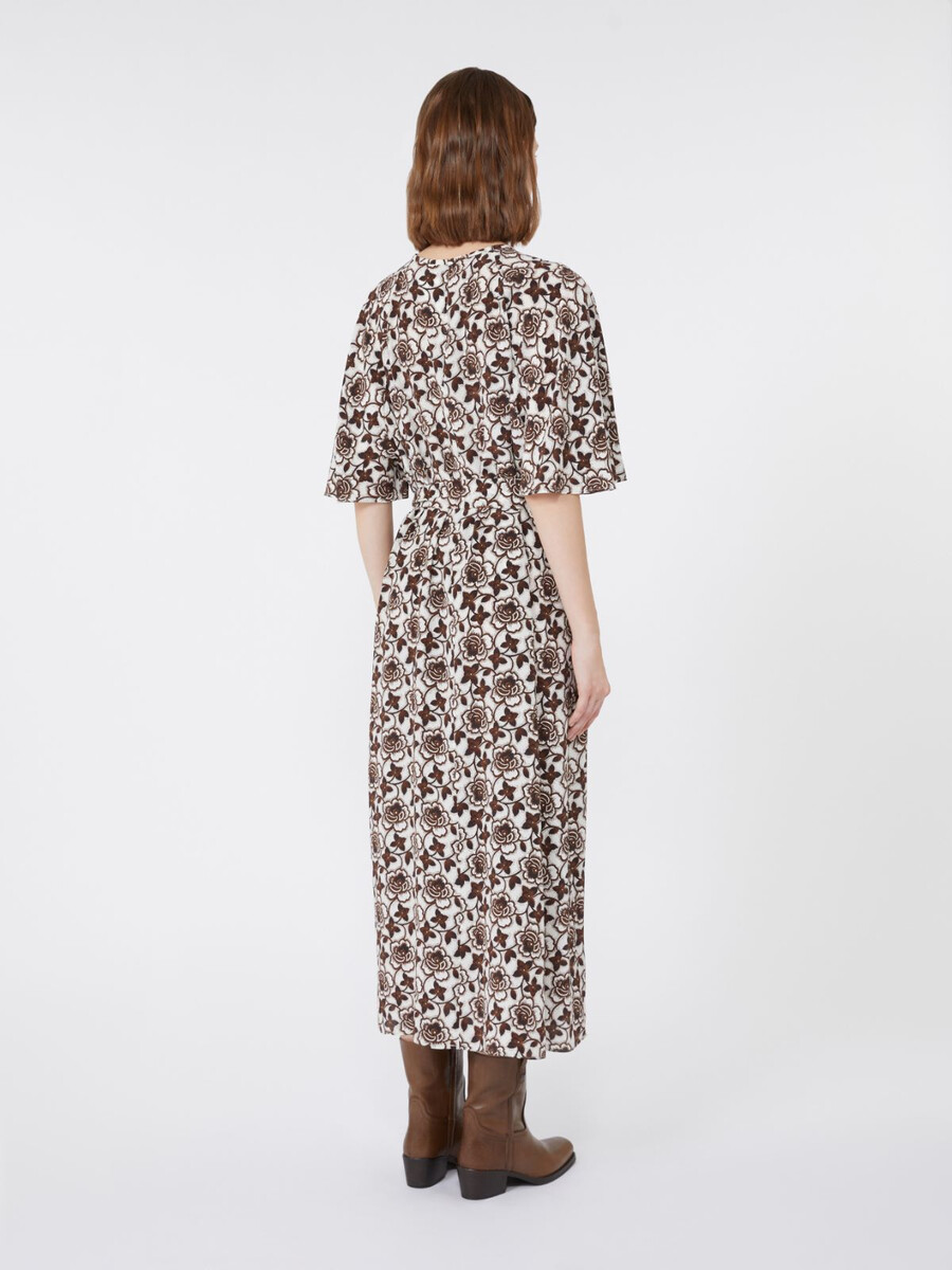 vestido de crepé de china de seda - marrÓn